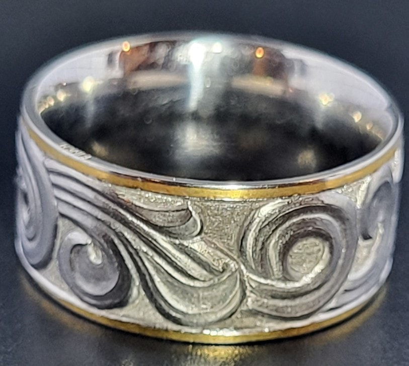 Silver & Gold Band — American Scroll