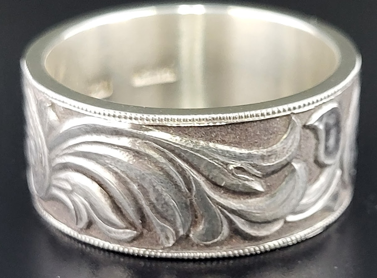Silver Band — Sculpted Deep Relief