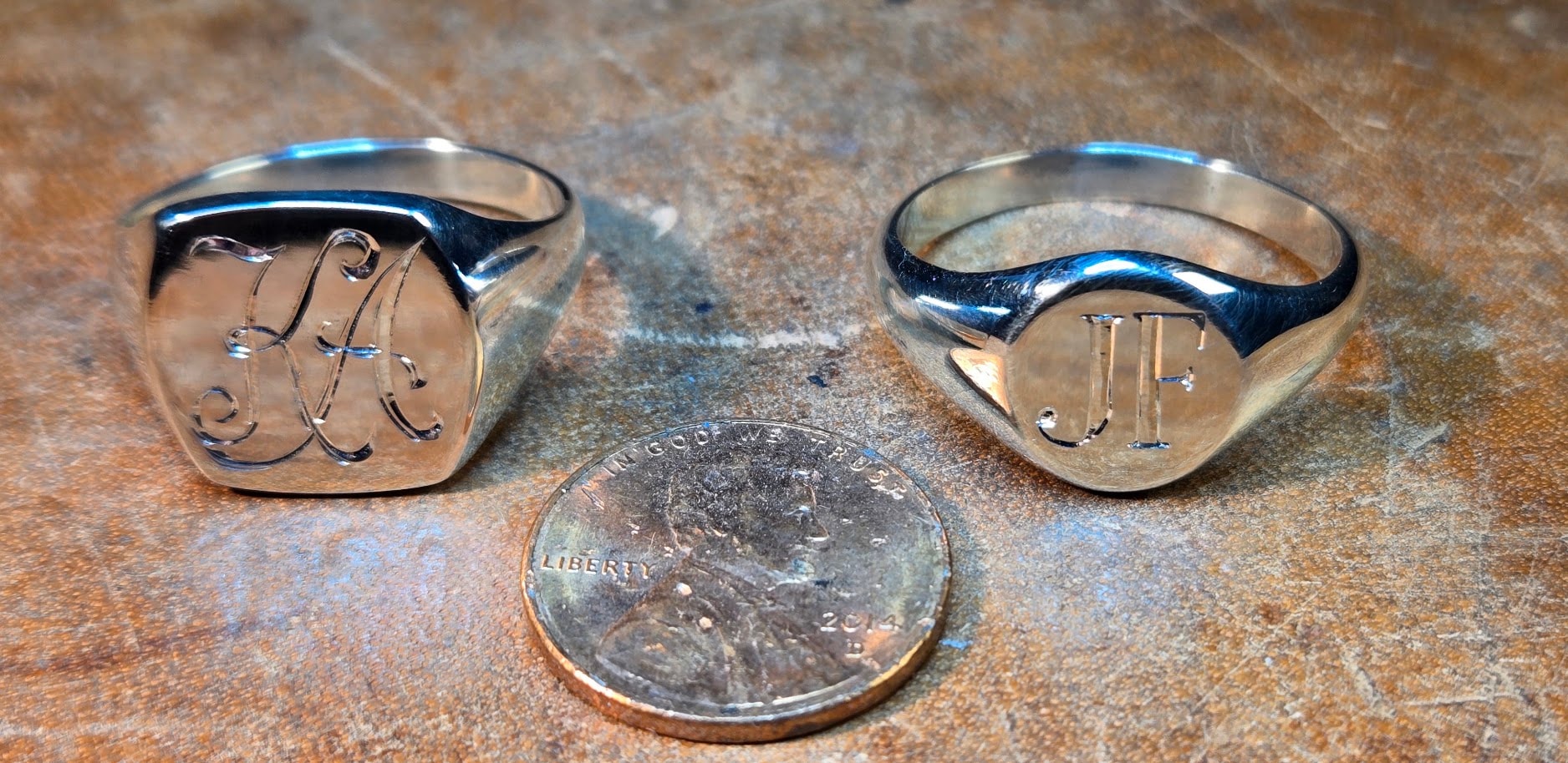 Silver Signet Rings — Monogram