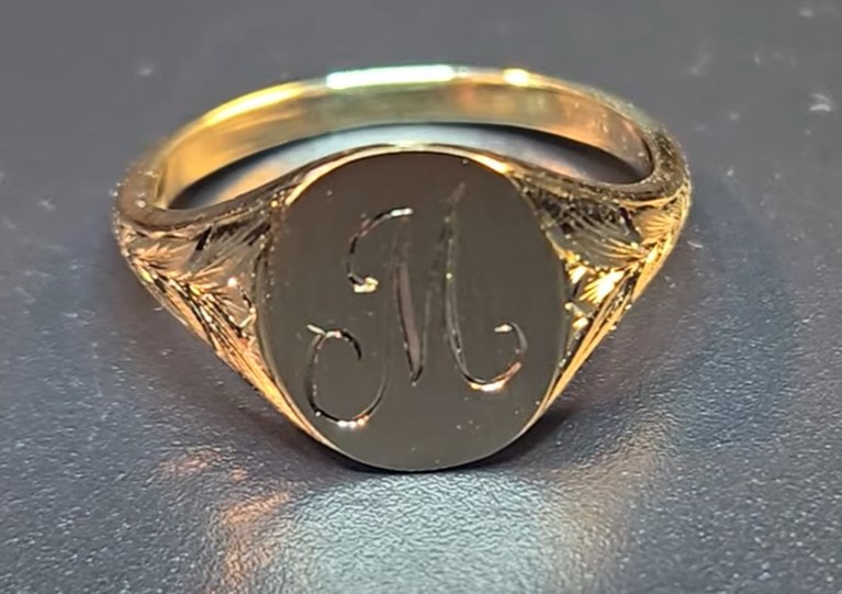 Gold Signet Ring — Script M